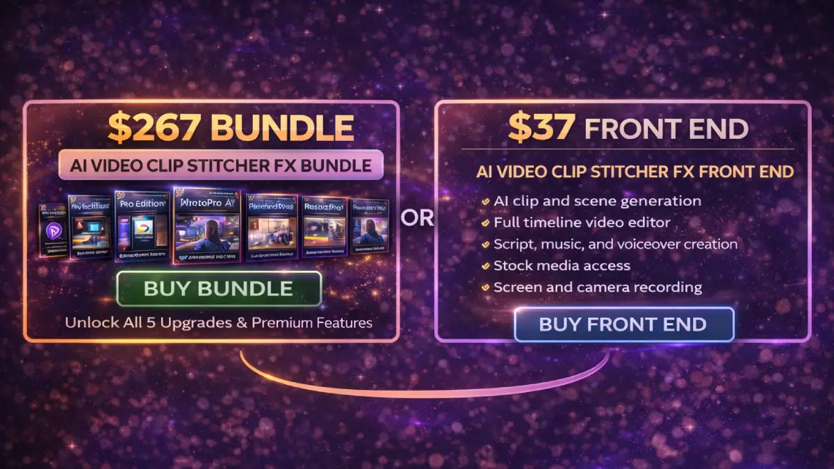 AI Video Clip Stitcher FX workflow: AI clips + multi-timeline editor + export for Shorts/Reels/YouTube/ads