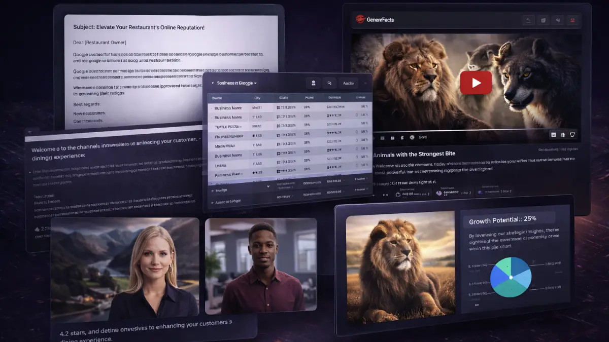 InstantlyClaw outputs including research reports, AI-generated content, automation workflows, and multi-agent business task execution