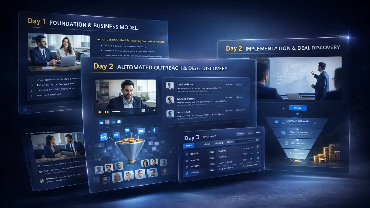 MultiCasting Commissions outputs showing training modules, broadcast strategy, and implementation assets