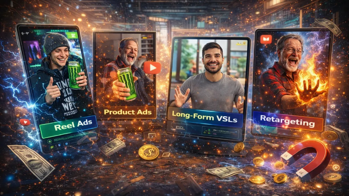 Synthesys Actors outputs examples (Reel ads, product ads, retargeting clips, VSL avatar structure)