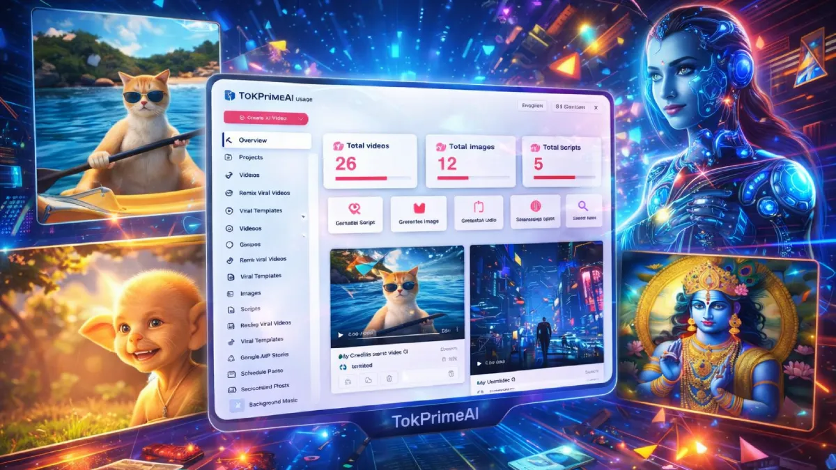 TokPrimeAI: viral trend discovery, AI video generator, competitor spy, scheduling and analytics dashboard